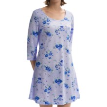 52%OFF 女子Nightshirts キャロル・ホックマン花メドレースリープシャツ - 七分袖（女性用） Carole Hochman Floral Medley Sleep Shirt - 3/4 Sleeve (For Women)画像